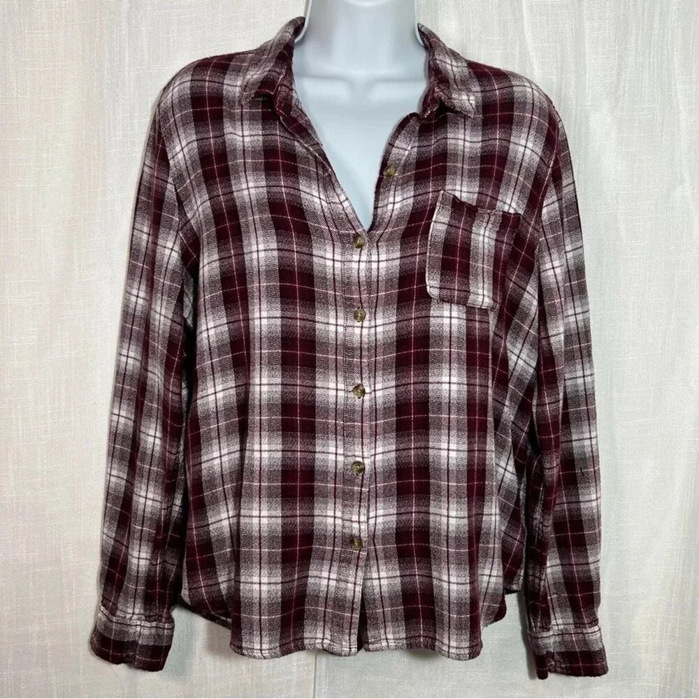 Aeropostale Boyfriend Plaid Button Down Shirt